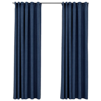 Tende vidaxl ganci blackout dall'aspetto lino 2 st 140x225 cm blu