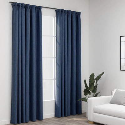 Tende vidaxl ganci blackout dall'aspetto lino 2 st 140x225 cm blu