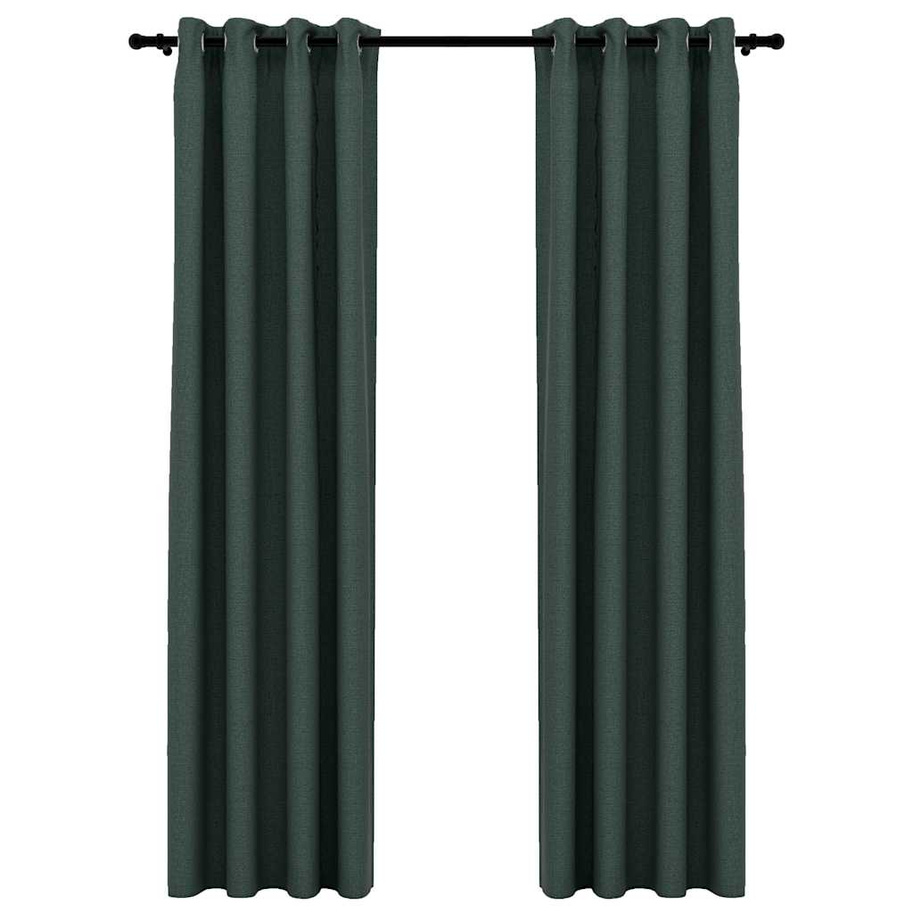 Tende vidaxl lino look occhi dannosi 2 st 140x225 cm verde