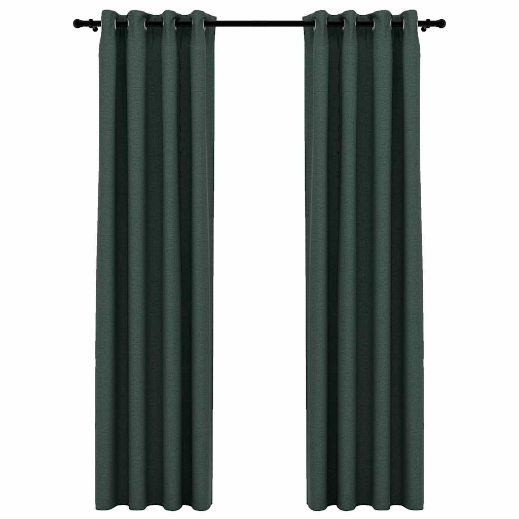 Tende vidaxl lino look occhi dannosi 2 st 140x245 cm verde