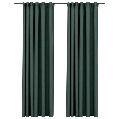 Cortinas de Vidaxl Lino Look Belegios de apagón 2 ST 140X245 CM Green
