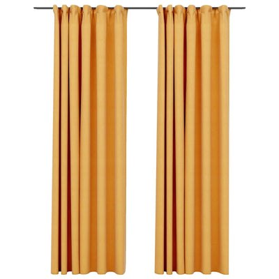 Cortinas Vidaxl Lino Look Belegios Ganchos 2 ST 140X225 CM Amarillo