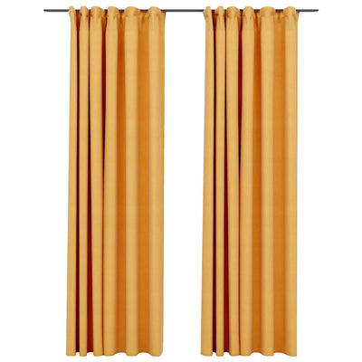 Cortinas Vidaxl Lino Look Bleghout Hooks 2 ST 140x245 CM Amarillo