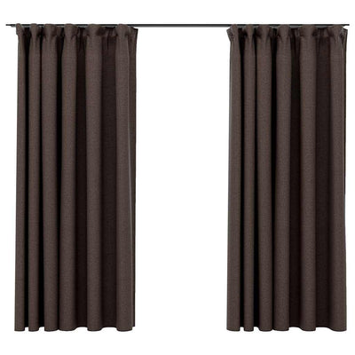 Tende vidaxl lino look ganci dannosi 2 st 140x175 cm taupe