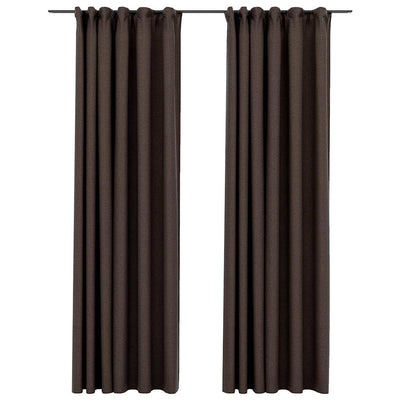 Cortinas Vidaxl Lino Look Blawout Hooks 2 PCS 140X225 CM Taupe