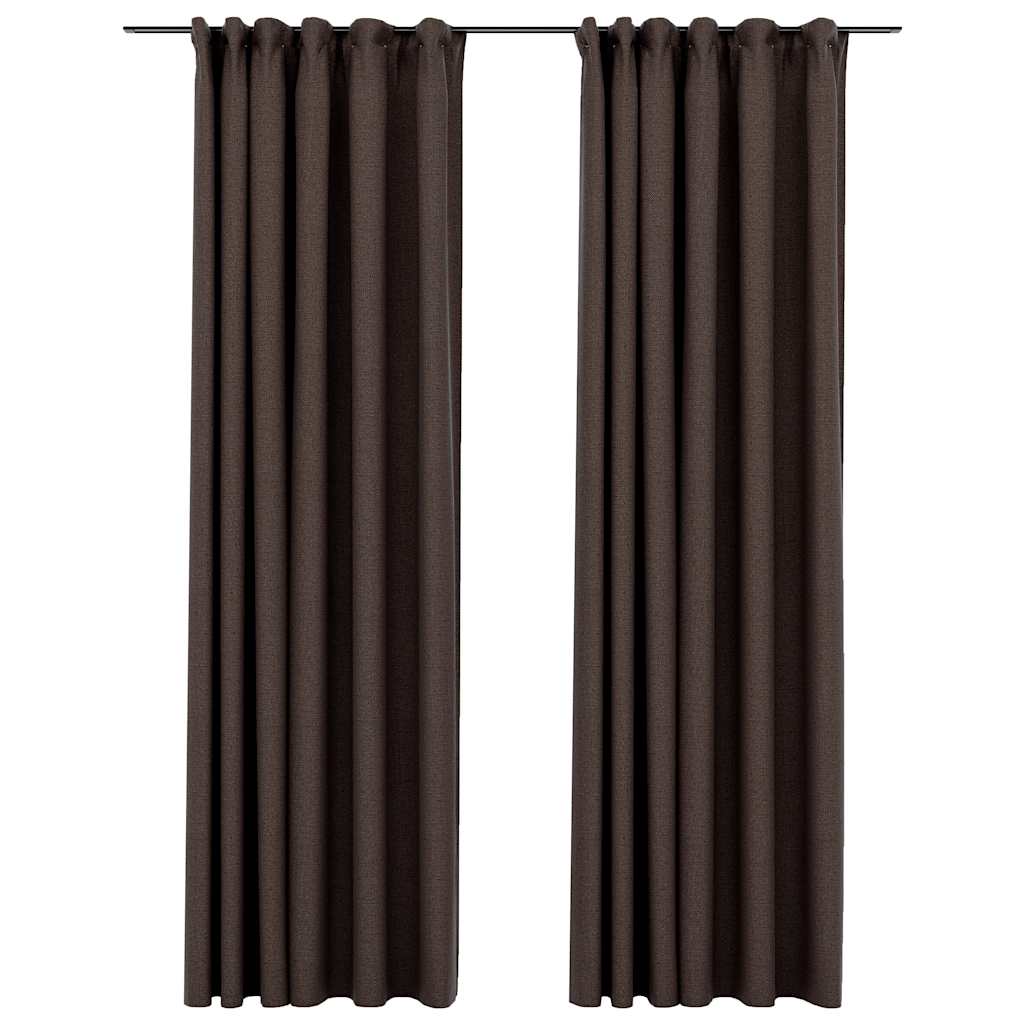 Cortinas Vidaxl Lino Look Blawout Hooks 2 PCS 140X225 CM Taupe