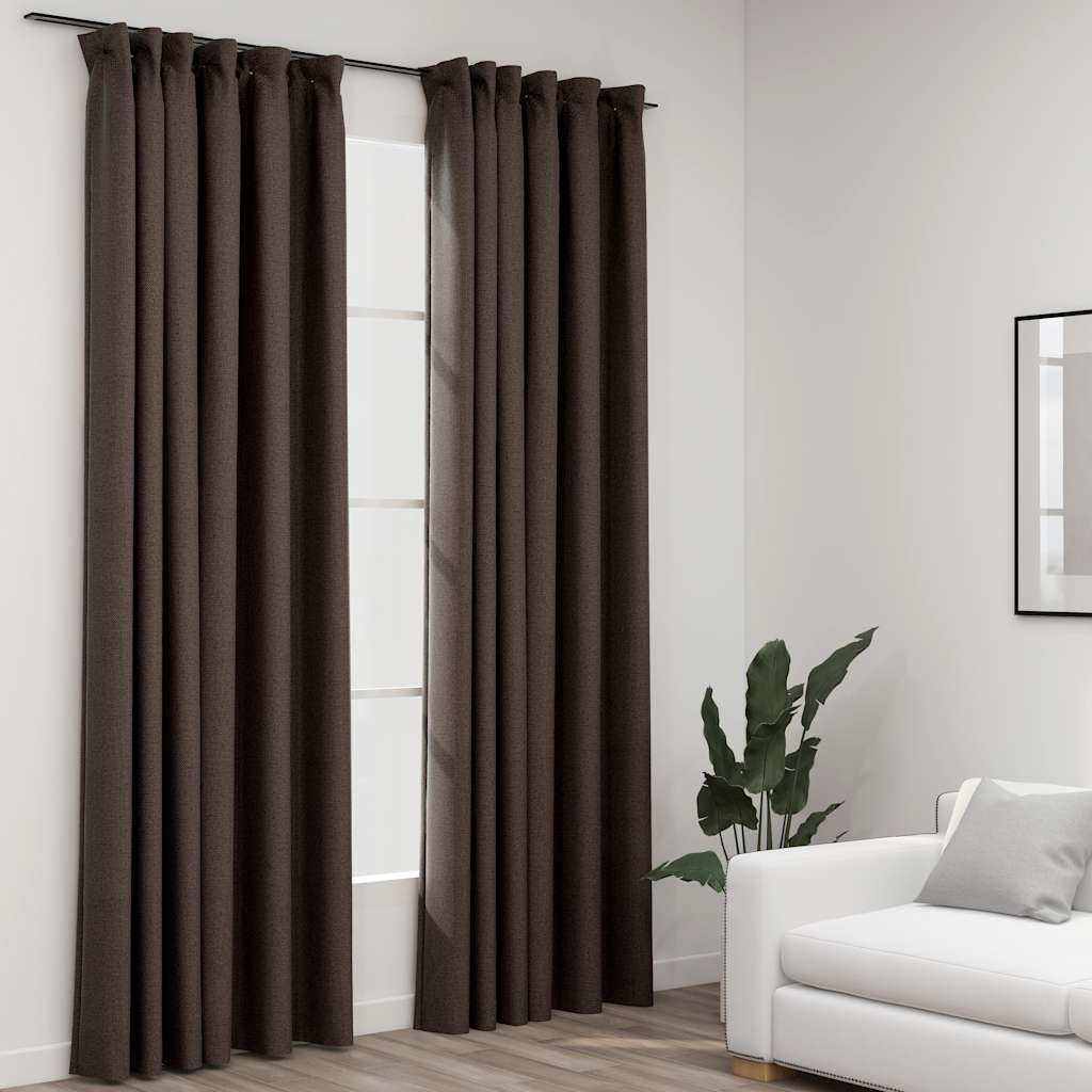Tende vidaxl lino look ganci dannosi 2 st 140x225 cm taupe