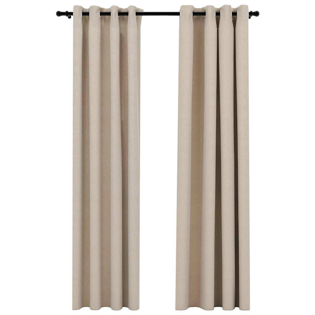 Cortinas Vidaxl Lino Miré Ojos condenatorios 2 ST 140X245 CM BEIGE