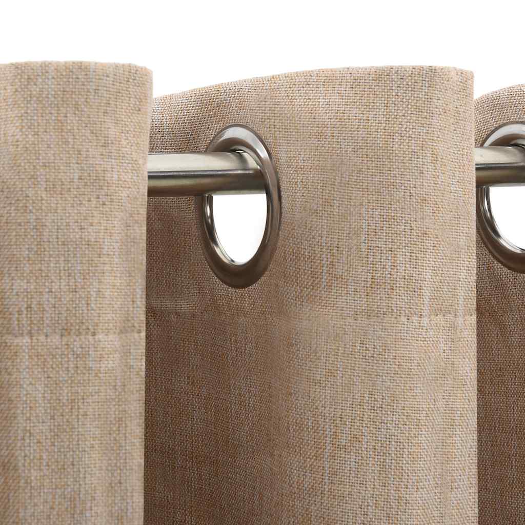 Cortinas Vidaxl Lino Miré Ojos condenatorios 2 ST 140X245 CM BEIGE