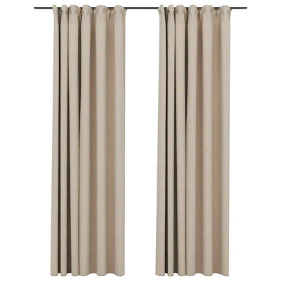 Cortinas Vidaxl Lino Mirando ganchos condenatorios 2 ST 140X245 CM BEIGE