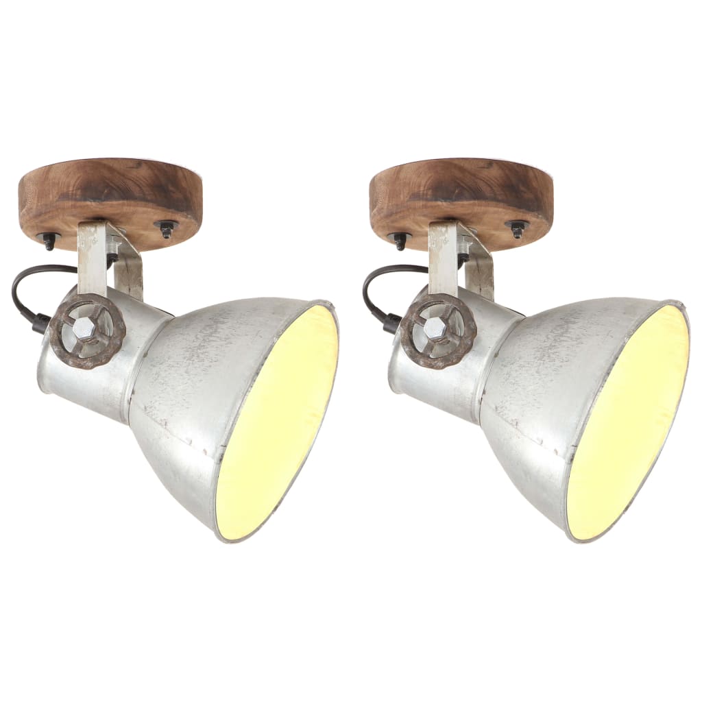 Lampade a soffitto a parete Vidaxl Industrial 2 St E27 20x25 cm di colore argento