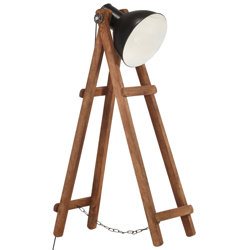 VidaXL lámpara de pie E27 madera maciza de mango negro