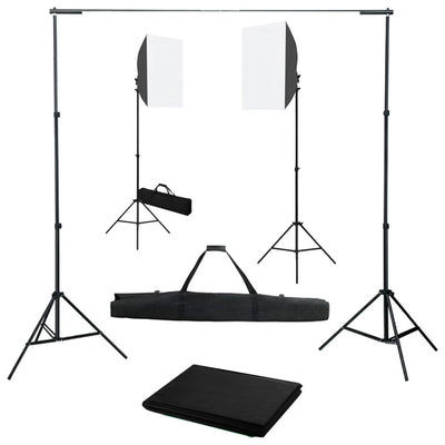 Vidaxl Photo Studio Conjunto con lámparas de softbox y fondo