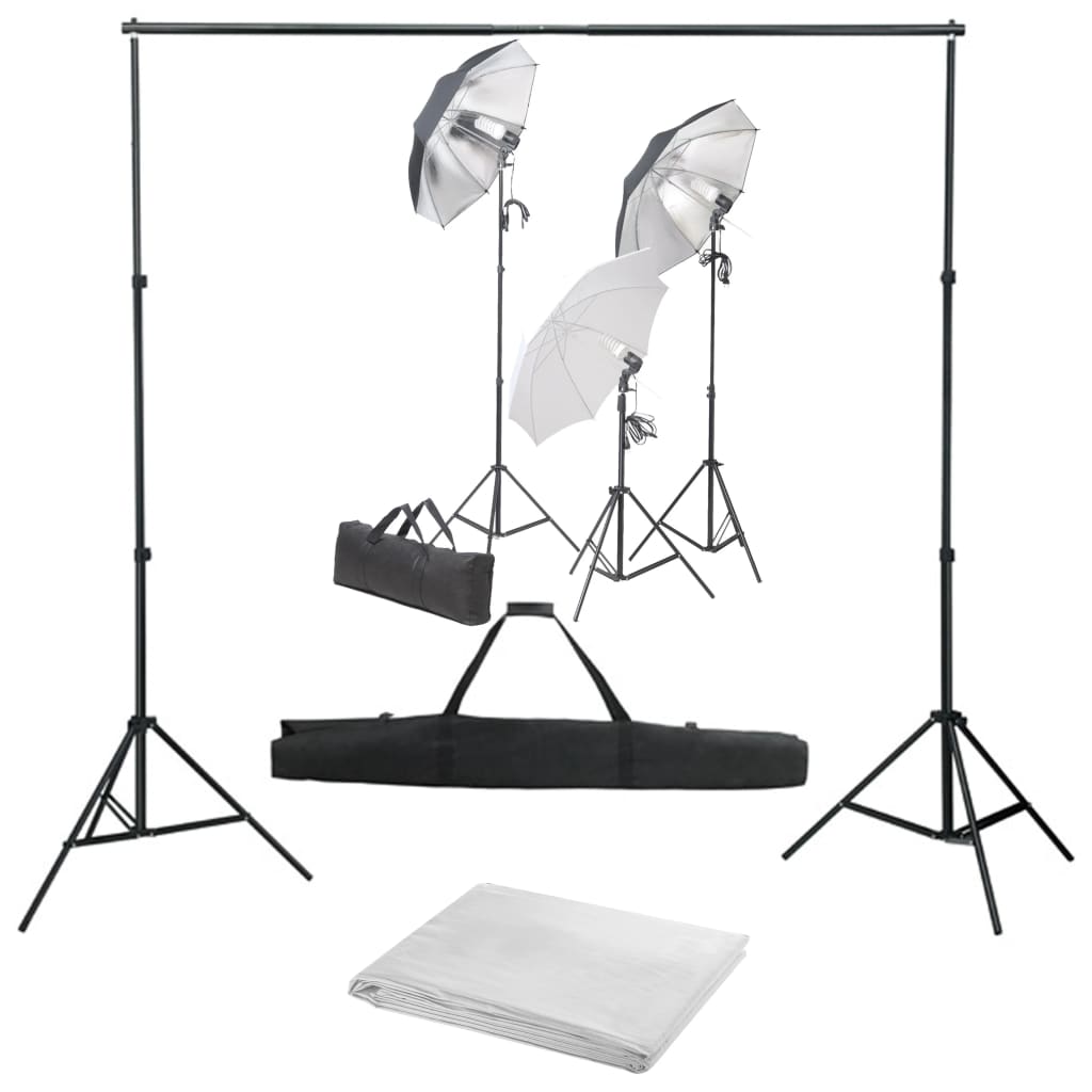 Vidaxl Photo Studio Conjunto de iluminación y fondo