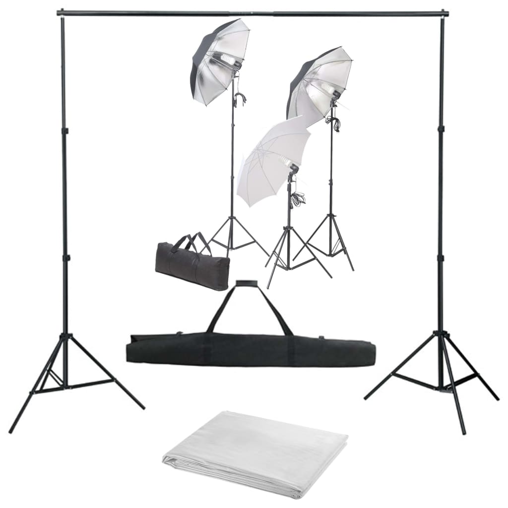 Vidaxl Photo Studio Conjunto de iluminación y fondo