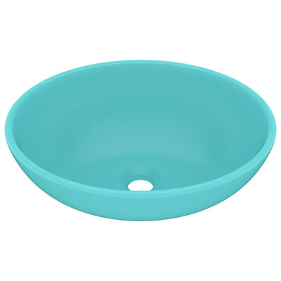 Vidaxl Washbasin Oval 40x33 cm Ceramic Matt Green