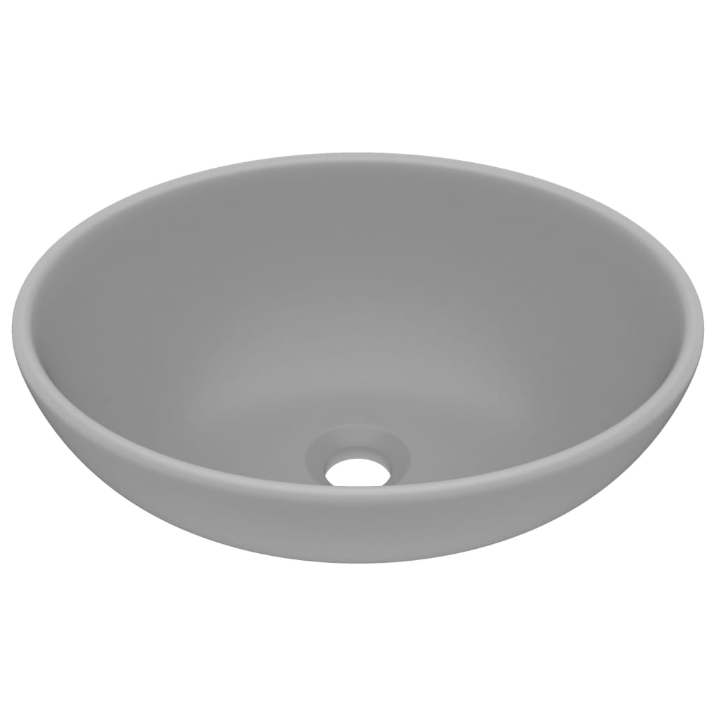 Vidaxl Washbasin Oval 40x33 cm Cerámico mate gris claro