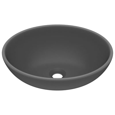 Vidaxl Washbasin Oval 40x33 cm Mat de cerámica Gris oscuro