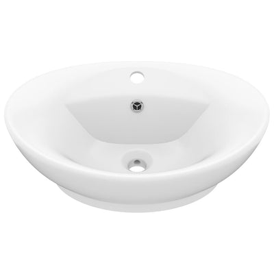 Vidaxl Washbasin con aterrizaje ovalado 58.5x39 cm Mat de cerámica blanca
