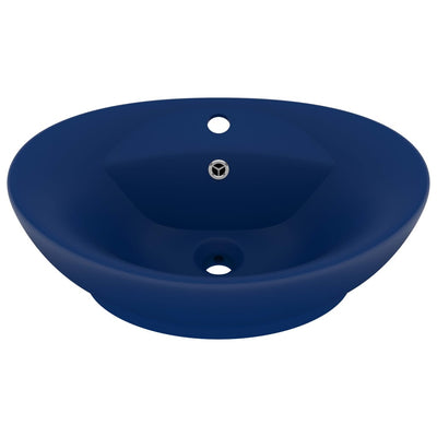 Vidaxl Washbasin con aterrizaje ovalado 58.5x39 cm Cerámico Matt Blue oscuro