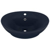 Vidaxl wastafel met overloop ovaal 58,5x39 cm keramiek mat donkerblauw
