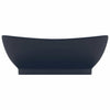 Vidaxl wastafel met overloop ovaal 58,5x39 cm keramiek mat donkerblauw