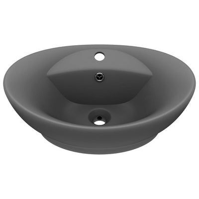 Vidaxl Washbasin con atterraggio ovale 58.5x39 cm ceramico Matt scuro grigio