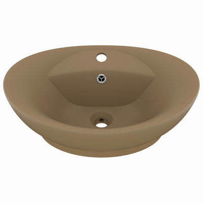 Vidaxl Washbasin con terreno di atterraggio ovale 58.5x39 cm tappetino in ceramica