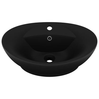 Vidaxl Washbasin con aterrizaje ovalado 58.5x39 cm Cerámico mate negro