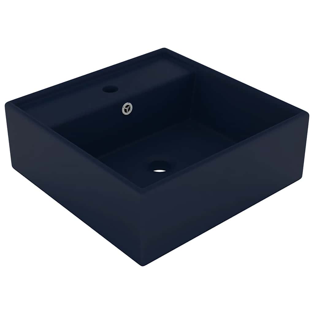 Lavabo Vidaxx con troppopieno quadrato 41x41 cm in ceramica blu scuro opaco