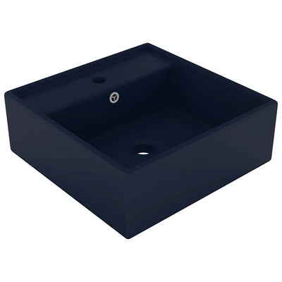 Lavabo Vidaxx con troppopieno quadrato 41x41 cm in ceramica blu scuro opaco