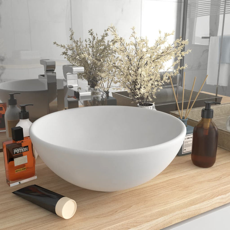 Vidaxl Washbasin Ronda 32.5x14 CM Mat de cerámica White