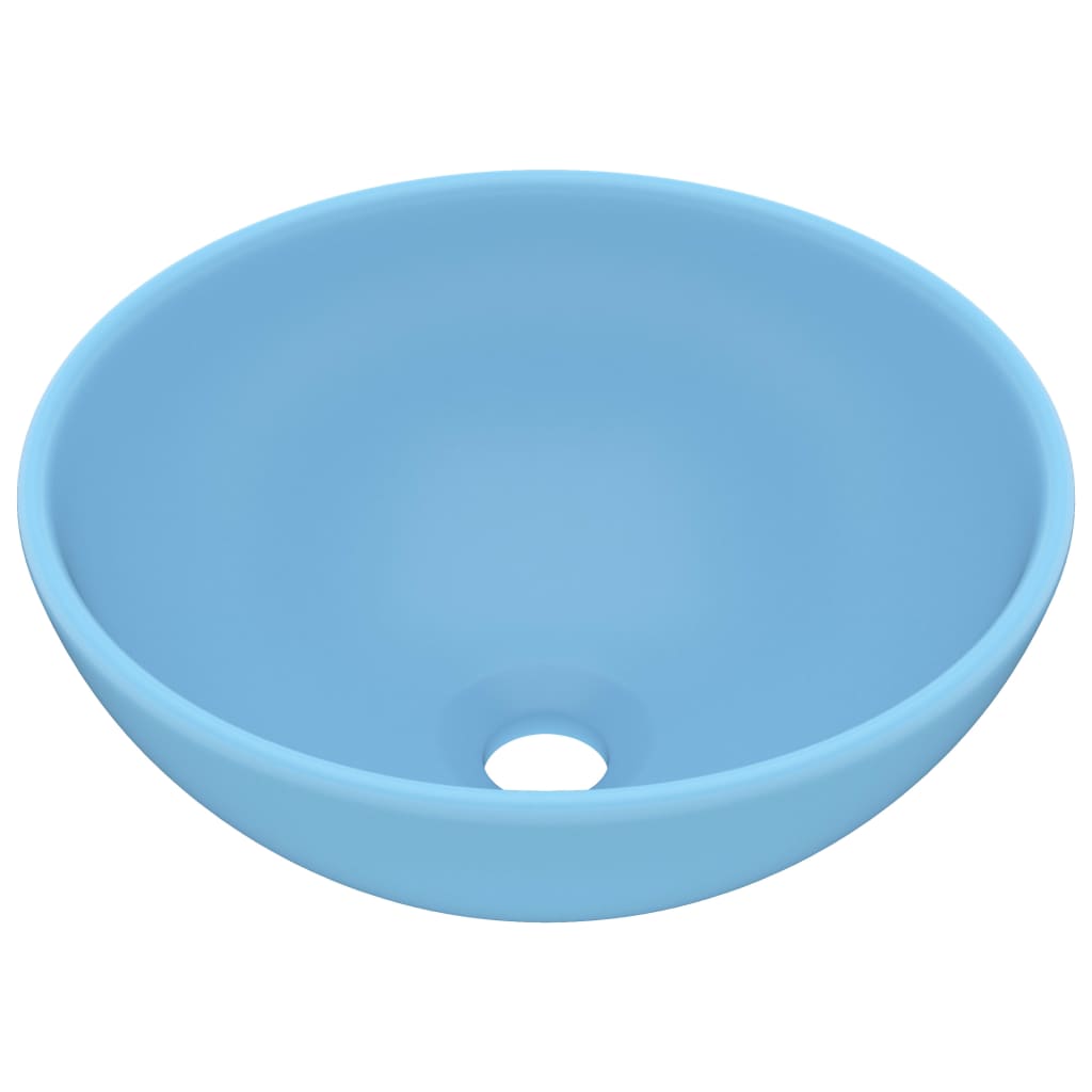 Vidaxl Washbasin Round 32.5x14 cm Ceramico Matt Blu chiaro