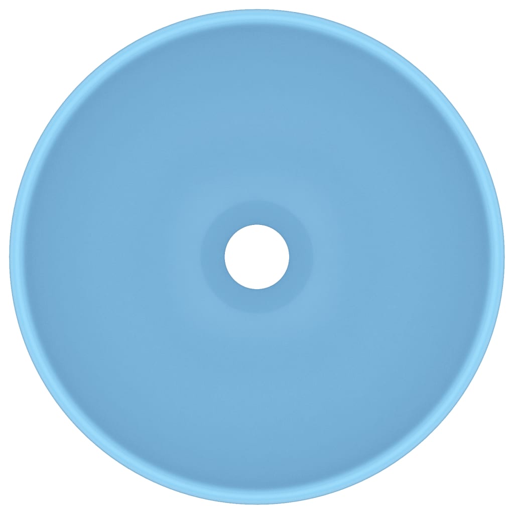 Vidaxl Washbasin Round 32.5x14 cm Ceramico Matt Blu chiaro