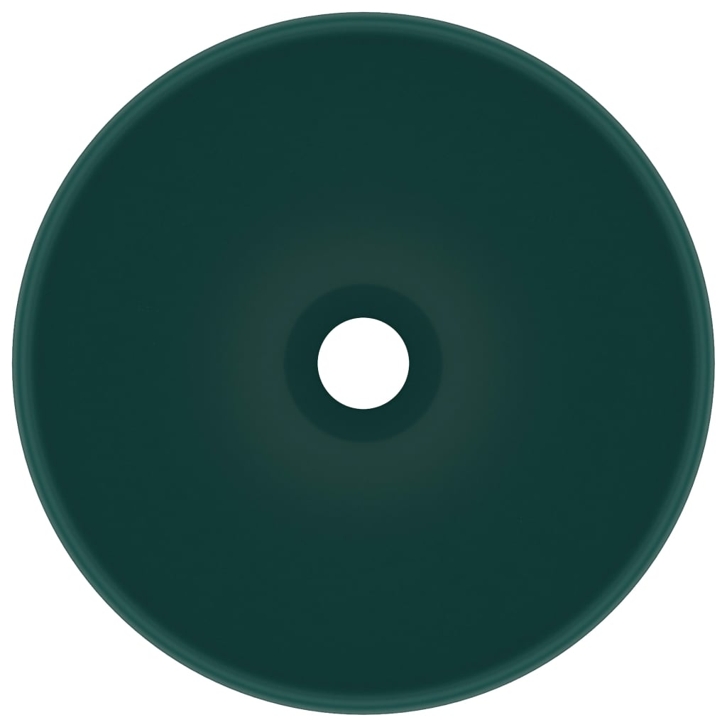 Vidaxl Washbasin Round 32.5x14 cm tappetino ceramico verde scuro