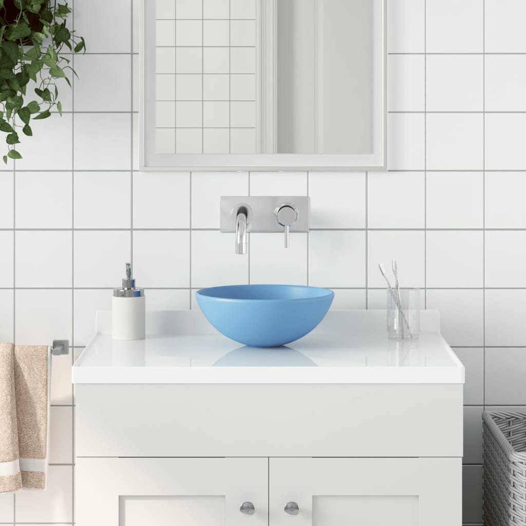 Vidaxl Washbasin Round Ceramic Ceramic Blue