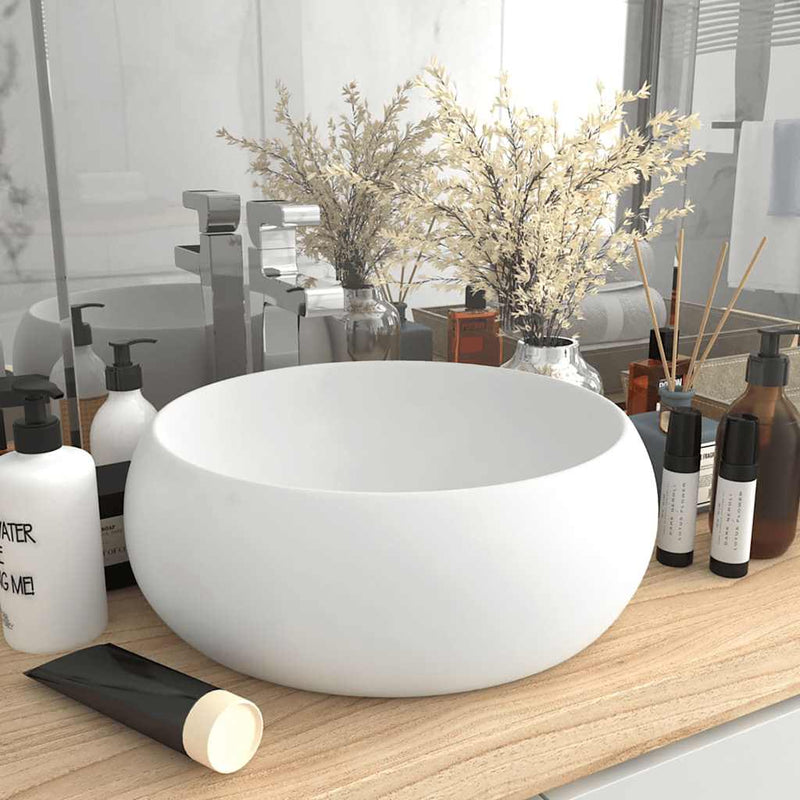 Vidaxl Washbasin alrededor de 40x15 cm Mat de cerámica White