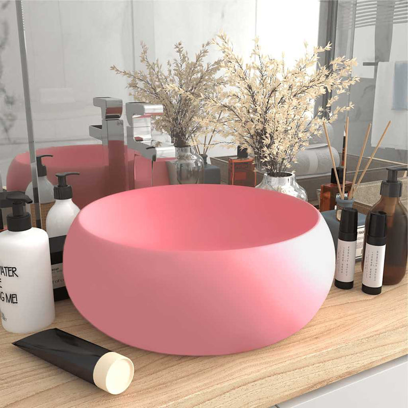 Vidaxl Washbasin Round 40x15 cm Matpown in ceramica