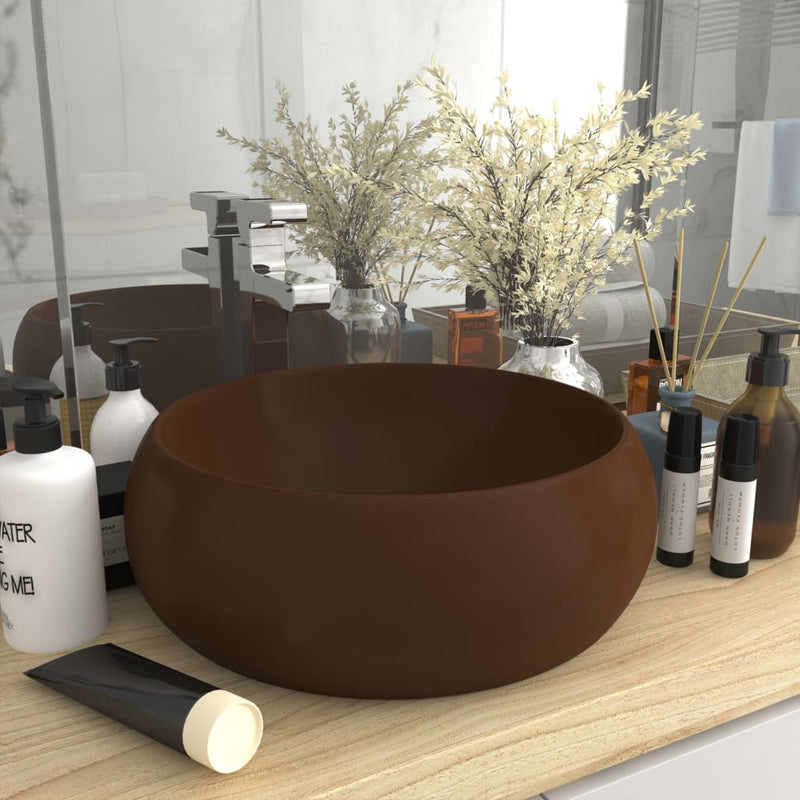 Vidaxl Washbasin Round 40x15 cm Cerámico Matt Dark Brown