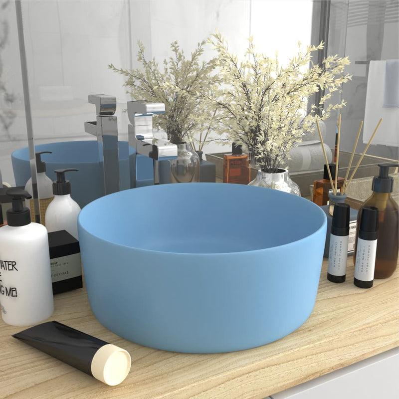 Vidaxl Washbasin Round 40x15 cm Cerámico mate azul claro