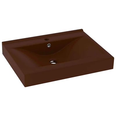 Vidaxl Washbasin con foro di rubinetto 60x46 cm ceramico Matt scuro marrone