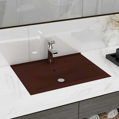 Vidaxl Washbasin con foro di rubinetto 60x46 cm ceramico Matt scuro marrone