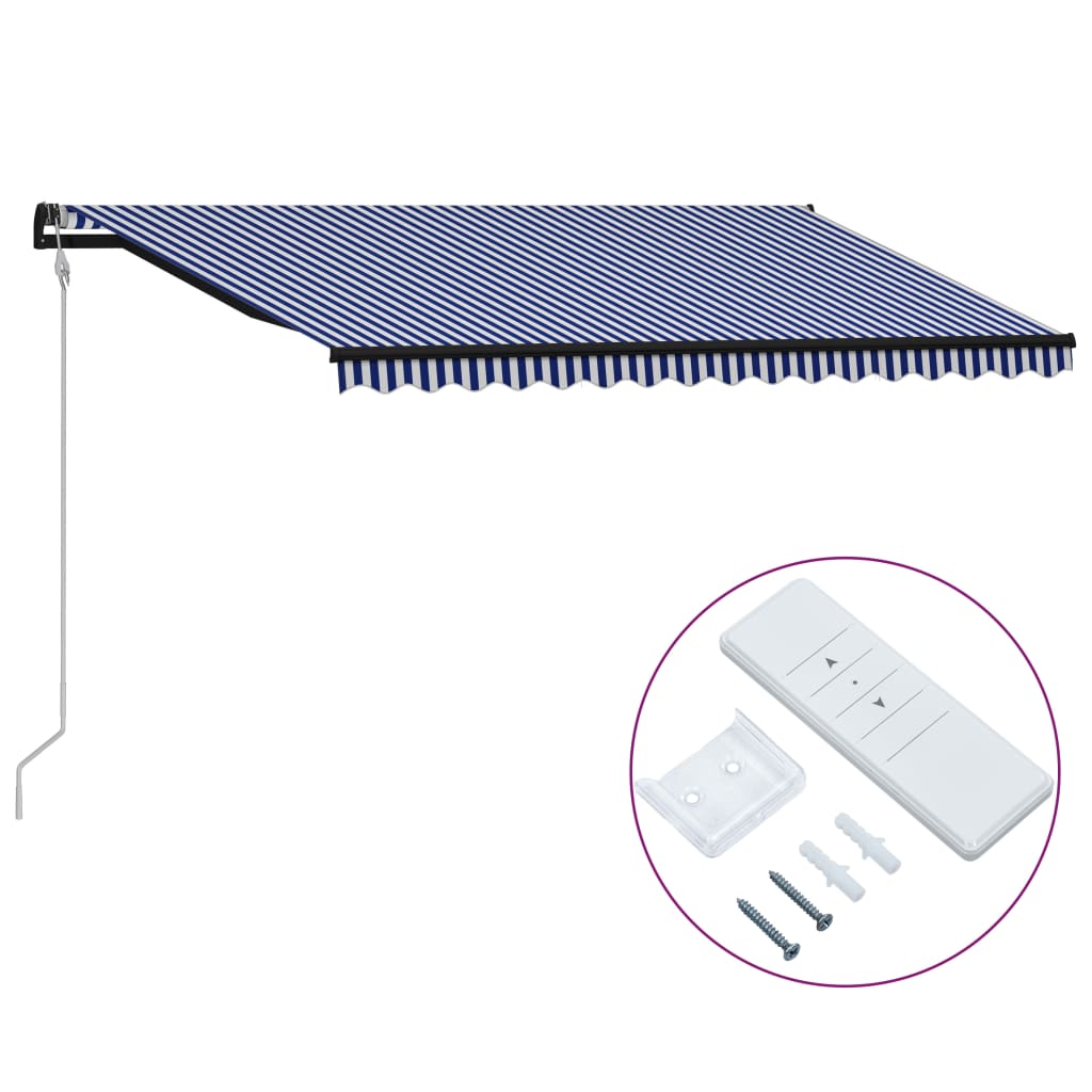 Vidaxl Luifel extiende automáticamente 450x300 cm azul y blanco