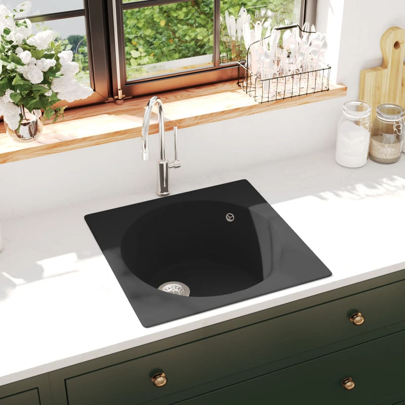 Vidaxl Lavello con foro di overflow granito nero