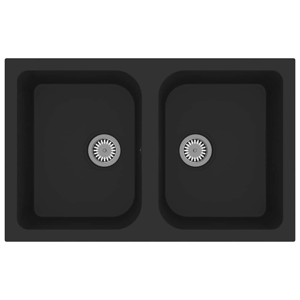Lavello da cucina Vidaxx nero 76 x 48 x 30 cm quarzo e resina