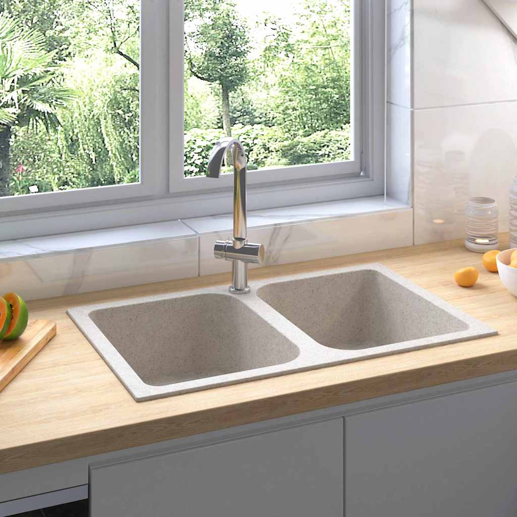 Lavello da cucina Vidaxx beige 76 x 48 x 30 cm quarzo e resina