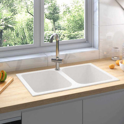 Lavello da cucina Vidaxx bianco 76 x 48 x 30 cm quarzo e resina