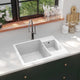 Vidaxl Lavel Bidici doppi con foro di overflow White in granito