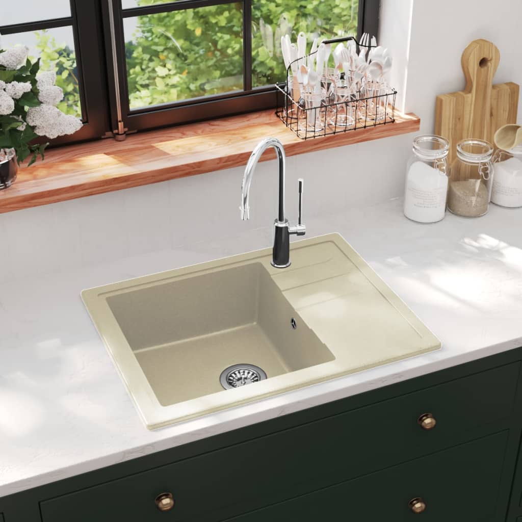 Lavello Vidaxl con foro di overflow ovale beige