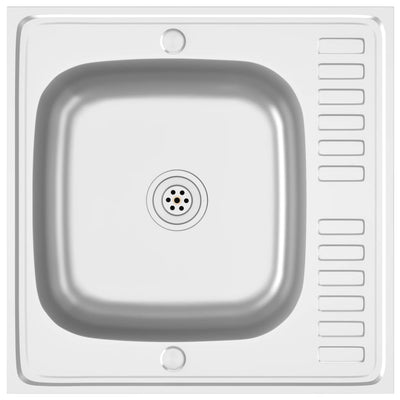 Fregadero de Vidaxl con set de drenaje 600x600x155 mm de plata de acero inoxidable
